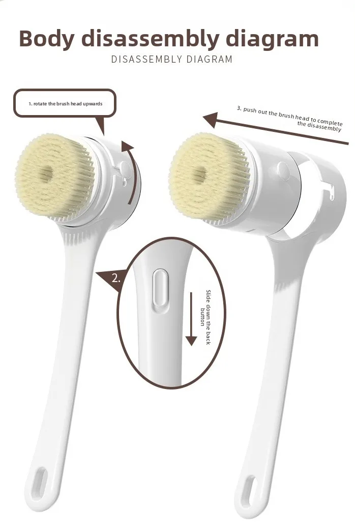 Electric bathroom brushes, rotating multifunctional bathroom brushes, waterproof lazy bath brushes, back wipers