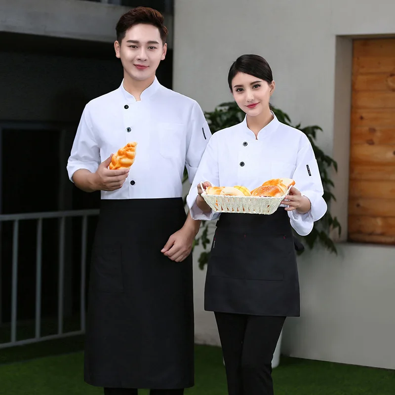 

Униформа шеф-повара с белыми рукавами три четверти, рабочая одежда для кухни отеля для мужчин и женщин, с рукавами до середины локтя, подходит для школьной столовой.