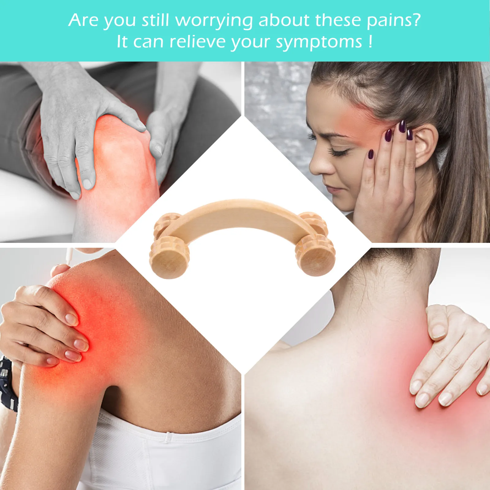 

Ручной деревянный массажный ролик для расслабления мышц всего тела, снятия боли в шее и плечах, инструмент для снятия стресса для офиса, дома, путешествий