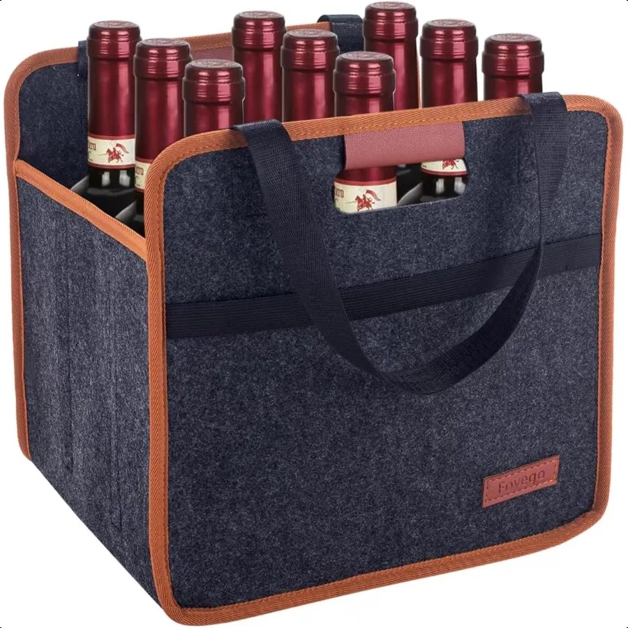 

9 Bottle Wine Tote Bag Insulated Thermal Padded Wine Carrier Tote Reusable Wine Bags for Travel Camping and Picnic Perfect Wine
