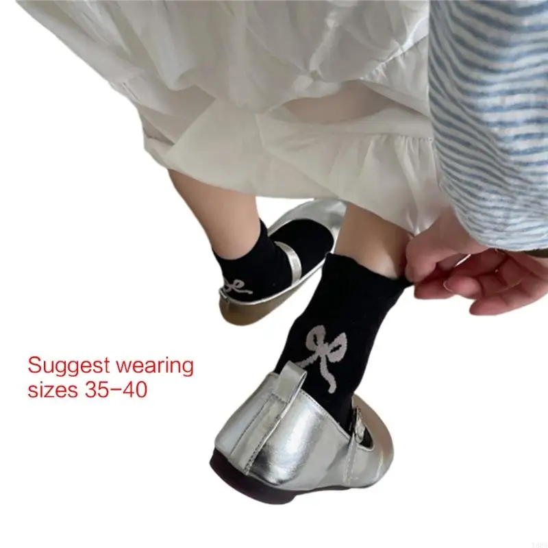 Y88A Women Low Cut No Show Socks Embroidery Bowknot Anti Slip Invisible Socks