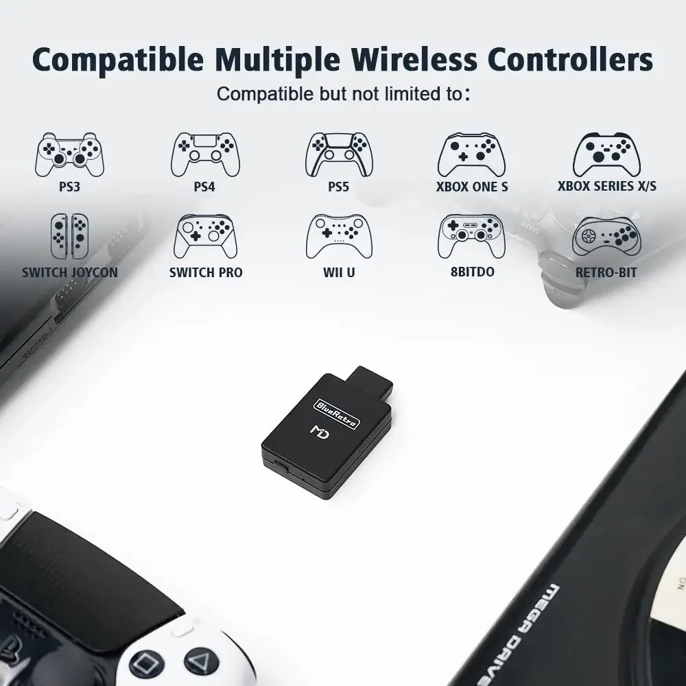 BlueRetro محول لاسلكي أذرع التحكم في ألعاب الفيديو استقبال لميجا محرك سيجا جينيسيس MD1 MD2 إلى PS4 PS5 التبديل Xbox 8bitdo تحكم