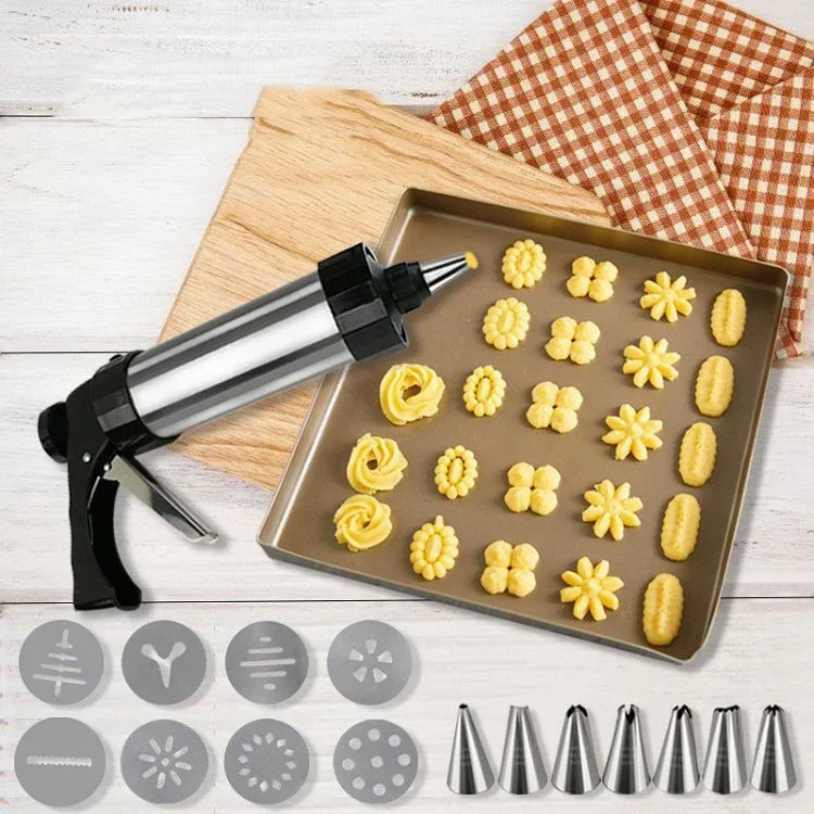 Stainless Steel Cake Cream Decorating Gun Sets Cookie Making Pastry Syringe Extruder Machine Nozzles Mold Kitchen Baking Tools