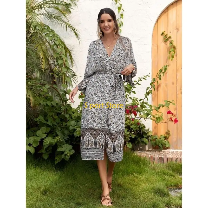 U2JB – Cover-Up pour les maillots bain pour femmes, Cardigans kimono longs amples avec ceinture, robe plage, été