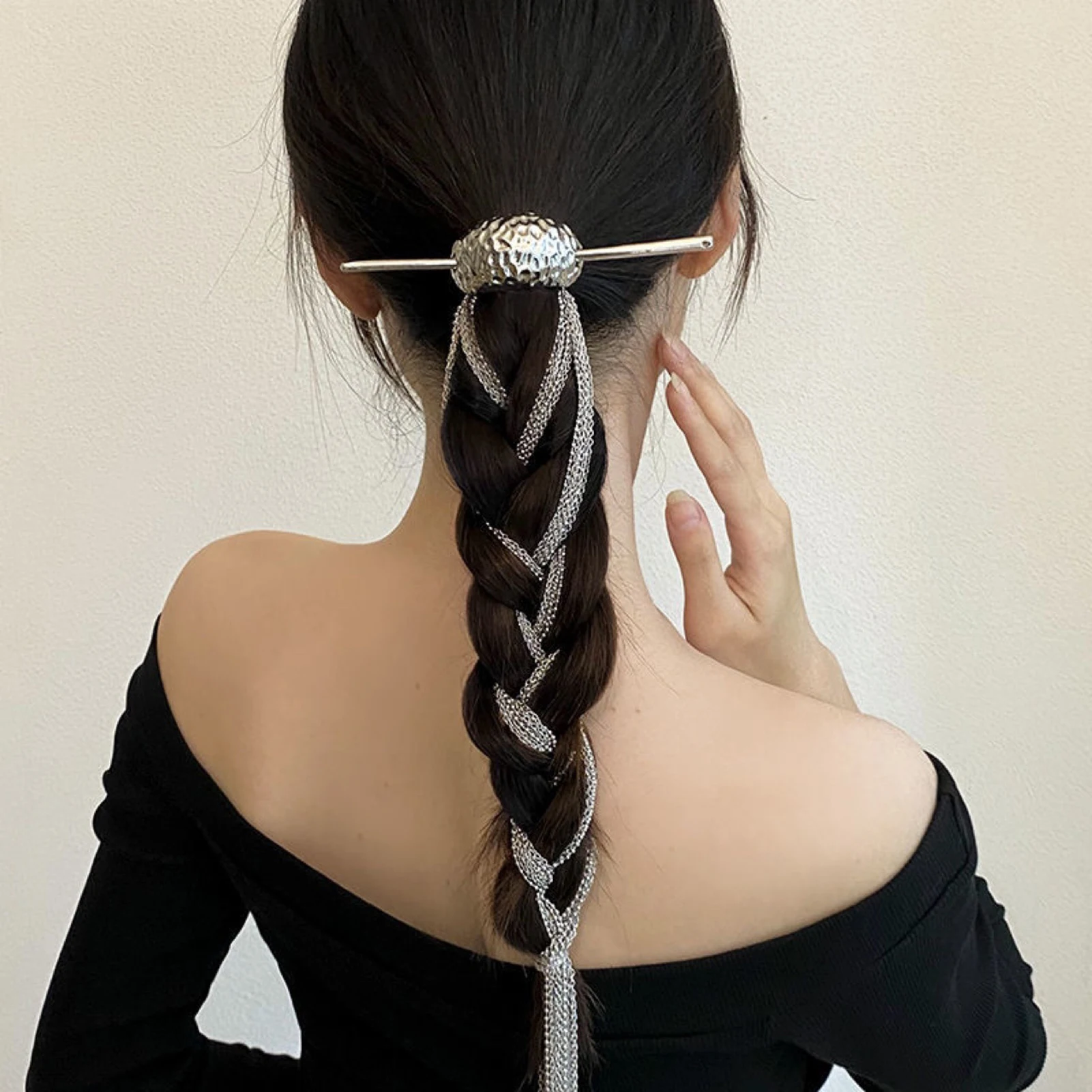 Woman Ponytail Hair Chignon with Long Tassel Tassel Setting Elegant Hair Chopsticks for Hair DIY Accessory Hair Styling