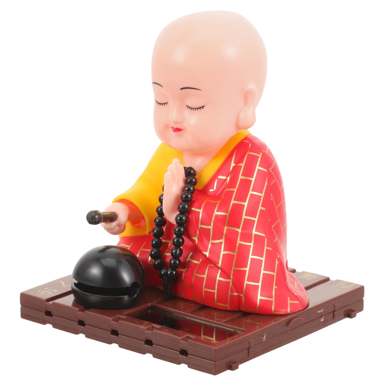 

Ornaments Monk Statue Solar Shaking Little Car Figurine Head Buddha Automotive