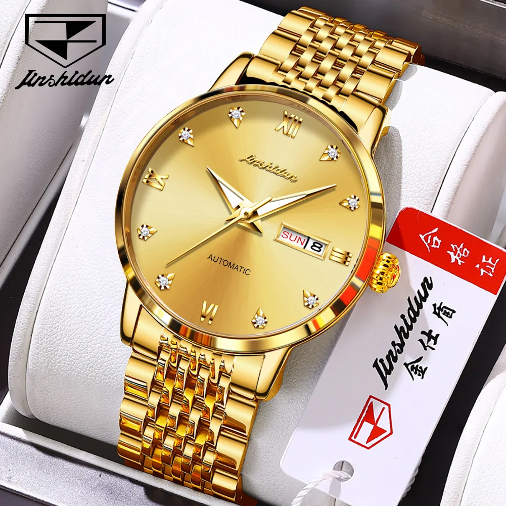 JSDUN High Quality Waterproof Dual Calendar Automatic Mechanical Watches for Men Casual Fashion Wrist Watch Men Luxury Men Watch