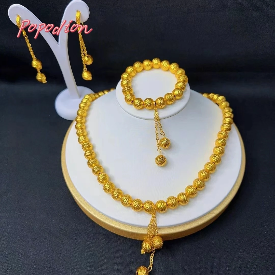 Imagem -02 - Popodion 24k Jóias de Chapeamento de Ouro para Mulheres Brincos Colar Pulseira Presente Requintado Dubai Novo Yy10297