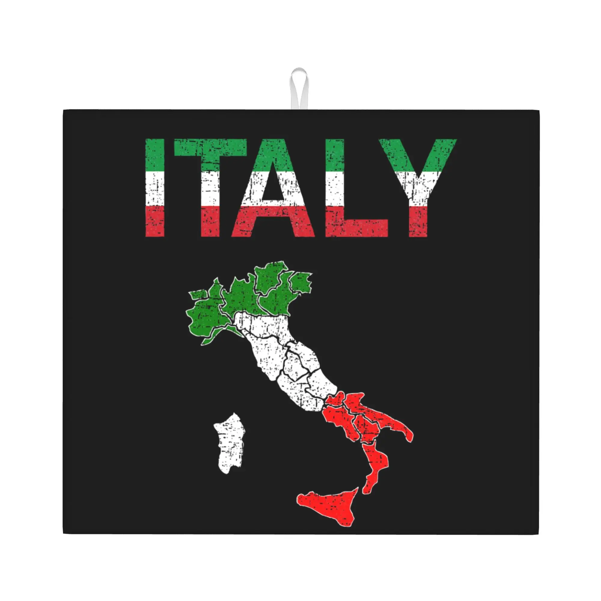 Drying Mat For Kitchen Italy Flag Vintage Italian Italia Water Absorbent Waterproof On Slip Kitchen Counter Protector Mat