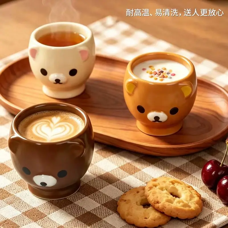 Mtutu Rilakkuma 90Ml Cute Mini Animal Ceramic Cup Household Small Teacup Drinkware For Coffee Tea Milk Gift For Girlfriend Best