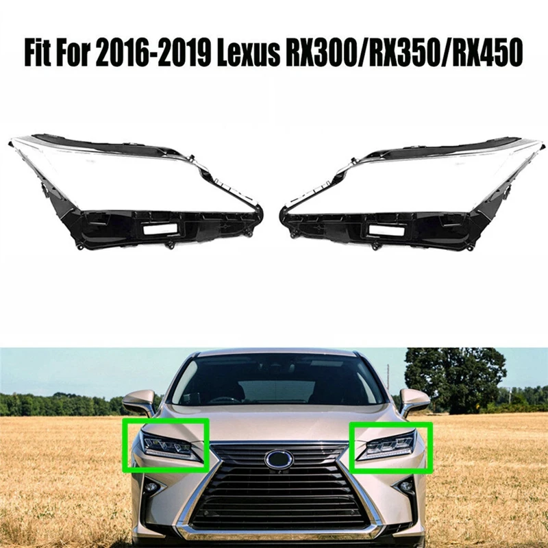 1 Pair Car Headlight Lens Cover Head Light Lamp Shade Shell Lens Lampshade For Lexus RX300/RX350/RX450 2016-2019 Replacement