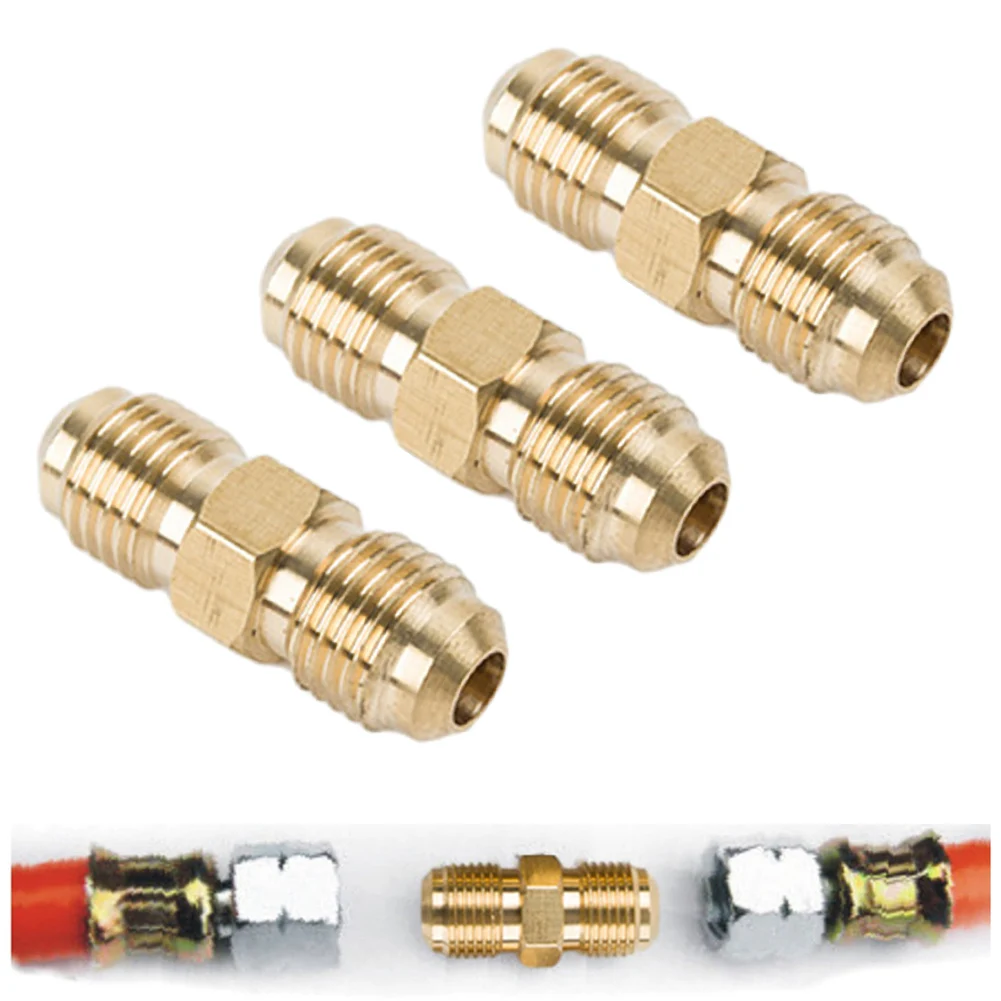 4er Set Messing-Gasdoppelnippel 1/4" Linksgewinde – Für Propan, Acetylen, Klima & Solar – Korrosionsbeständig, 3x1,2 Cm