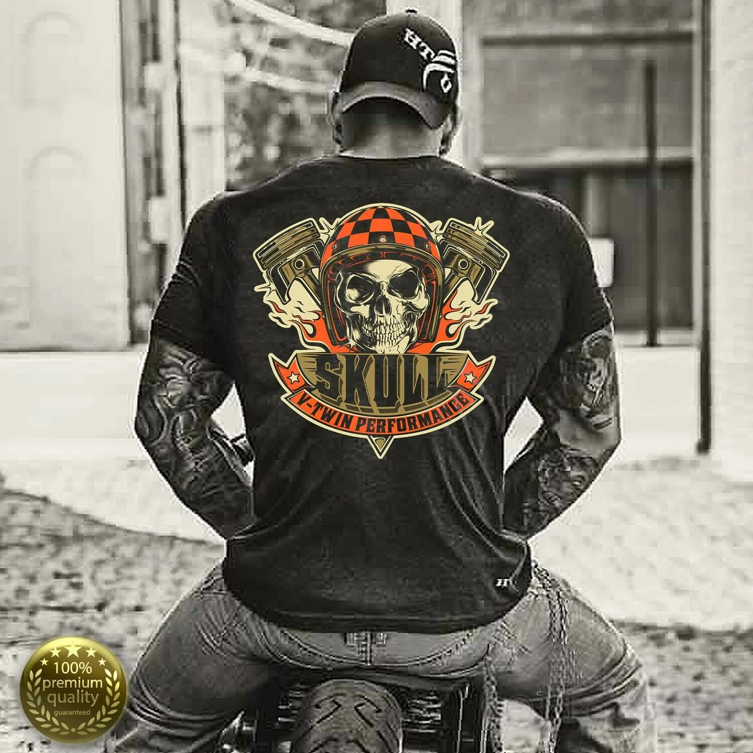 

Respect for Bikers V-Twin Performance Motorcycle Rider Skull T Shirt. Short Sleeve 100% Cotton Casual T-shirts Loose Top S-3XL