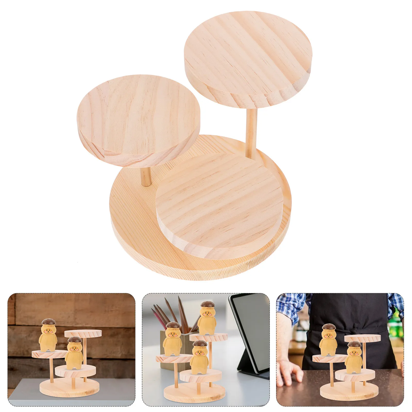 

Деревянная 3-ярусная подставка-органайзер для украшений, витрина для розничной торговли, держатель для браслетов и серег, деревянная полка-подставка