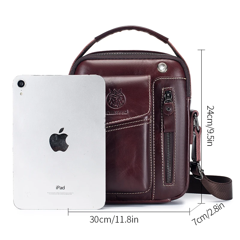 SCHLATUM Men Shoulder Bag Cowhide Leather Crossbody Bags Capacity Men Messenger Tote Bags for Male vintage Travel Male Bag