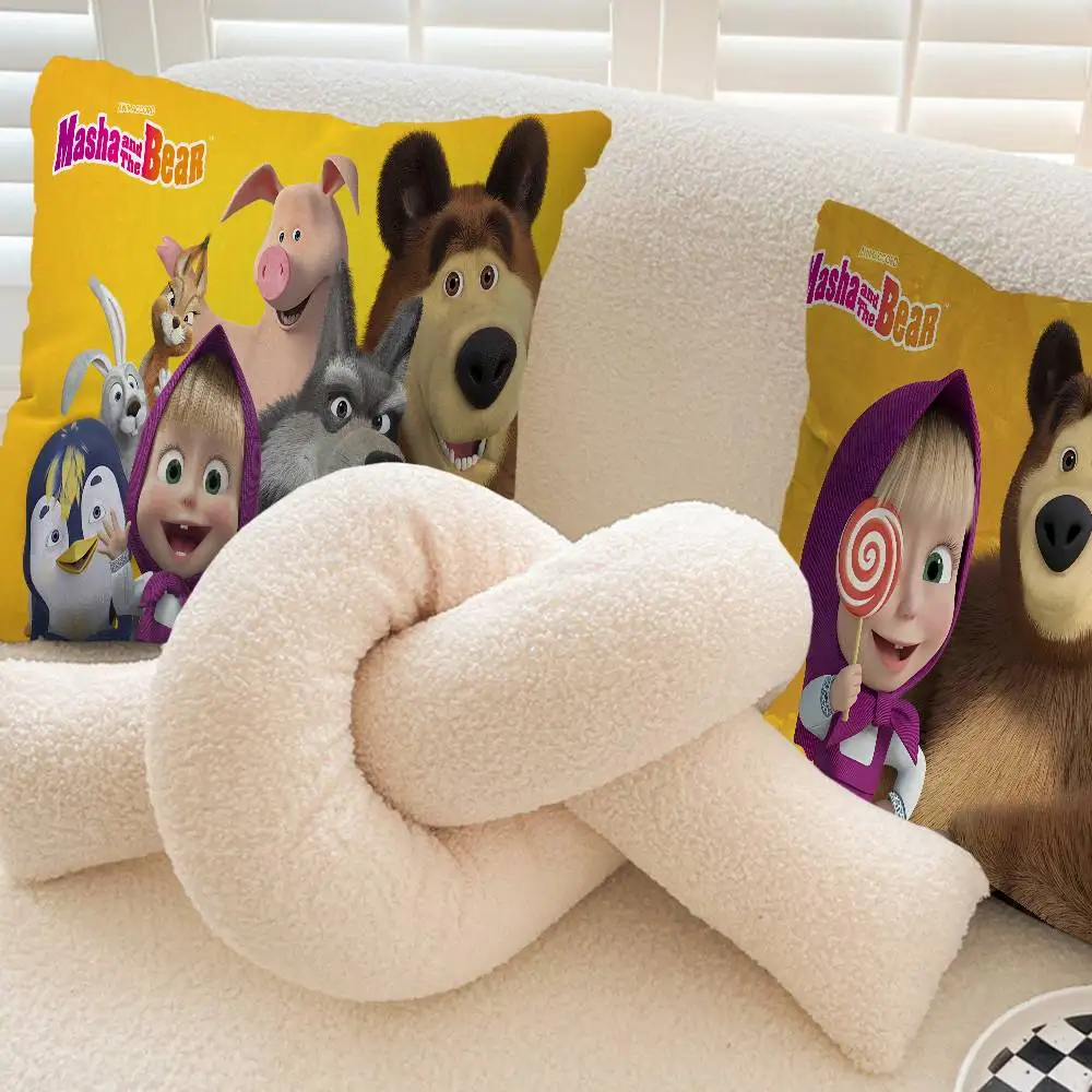 M-Masha E O Urso Capa de Almofada Carro Fronha Para Sofá Carro Presente de Natal 40x40cm 45x45cm