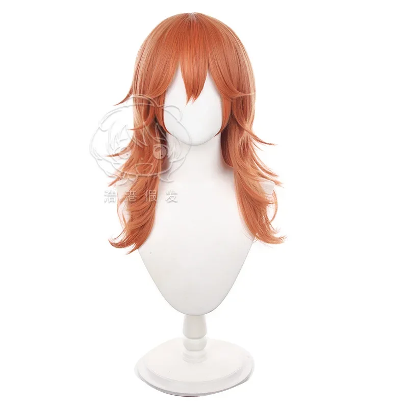 Motosserra homem cosplay peruca anjo diabo longo cabelo laranja unisex anime japonês vestir-se perucas festa desempenho traje acessórios