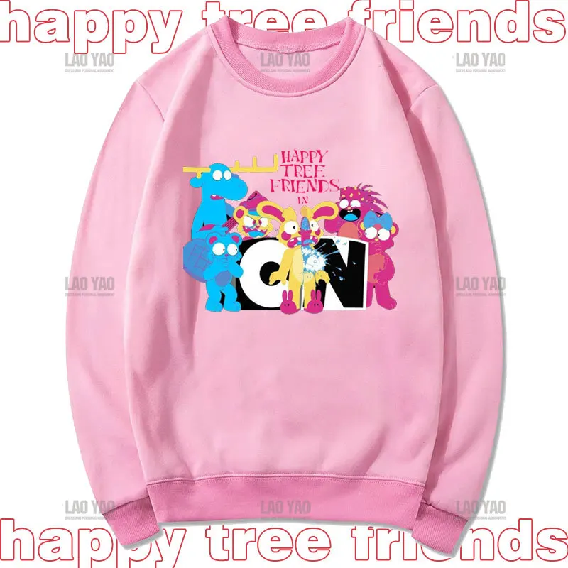 

Cartoon Happy Tree Friends Sweatshirt Funny Graphic Hoodie Fashion Print Streetwear Casual Harajuku Unisex Autumn Warm Pullovers