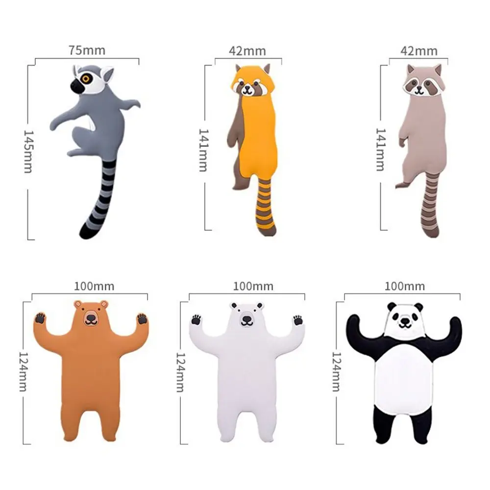 Panda Dog Traceless Hook High Quality Creative Animal Repeated Paste Creative Animal Hook Soft Foldable Animal Tail Hooks