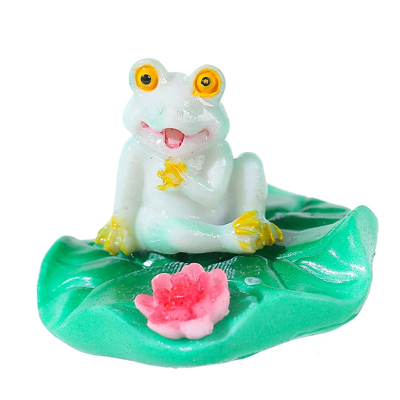 창의적인 미니어처 개구리 연꽃 잎 피규어, 귀여운 만화 DIY 홈 장식, 어린이 선물, 마이크로 풍경 장식 액세서리