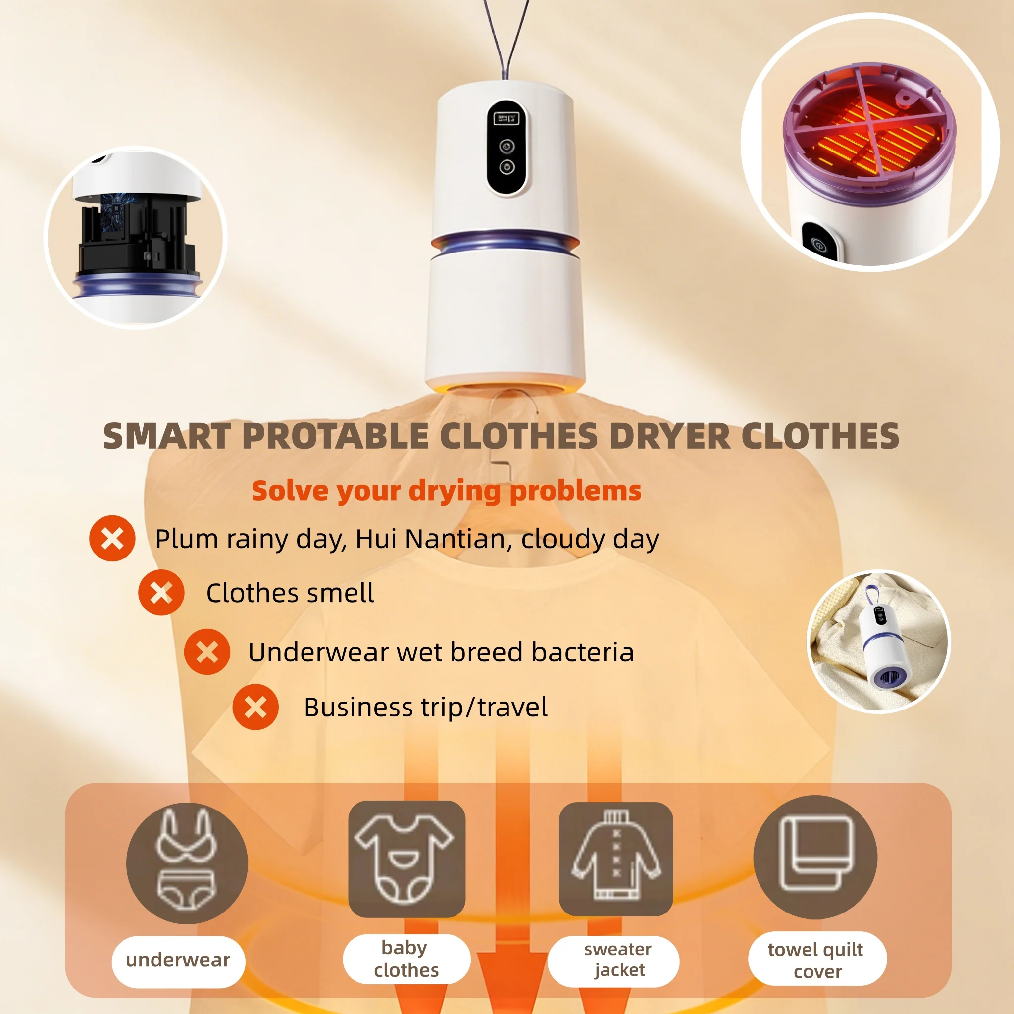 �y�Z�[�����z360° Hot Air Electric Portable Clothing Dryer Travel Home  Foldable Shoe Dryer For Light Clothes Baby Clothes Drying Machine