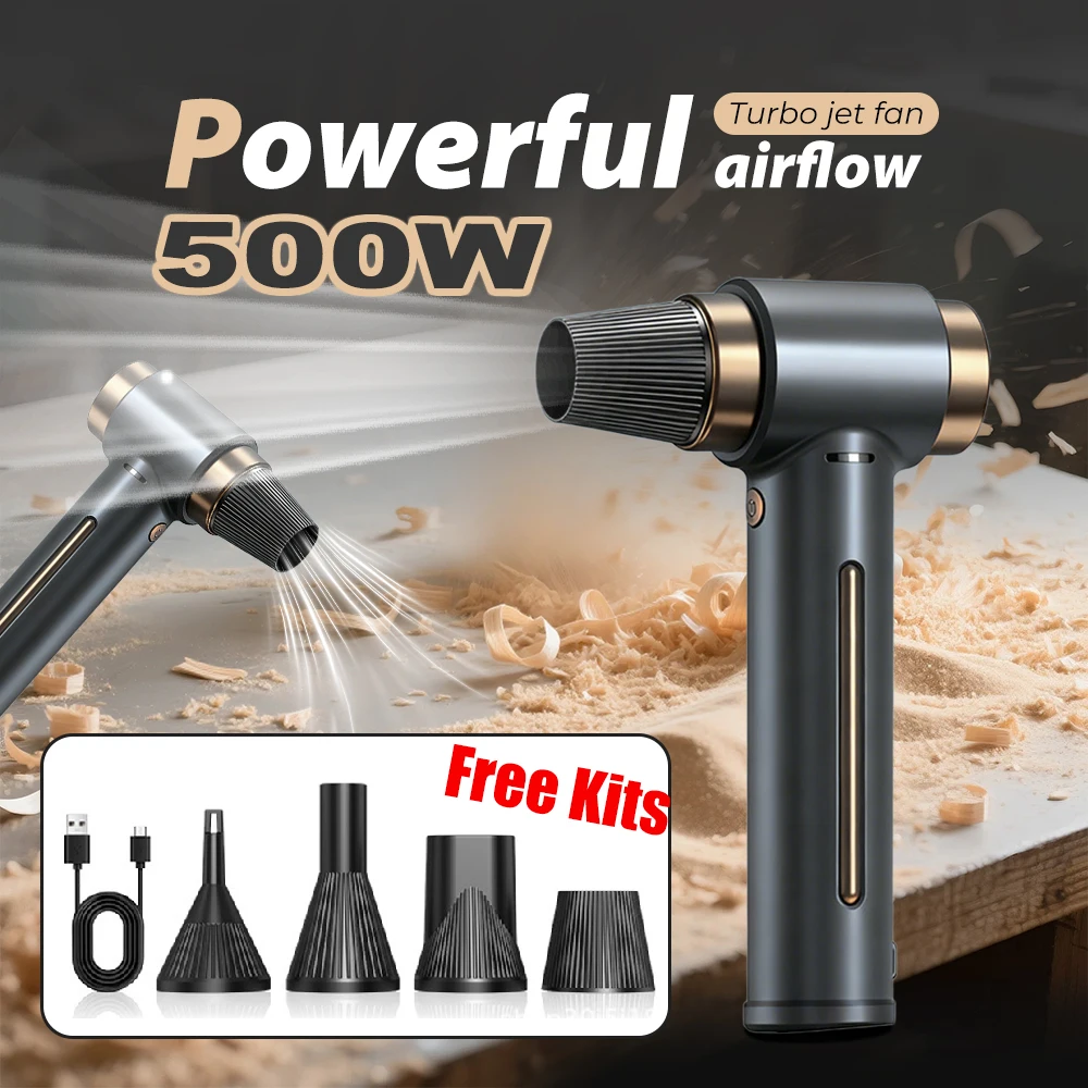 500 واط توربو مروحة نفاثة عالية الطاقة المحمولة مروحة تربو عنيفة 90000 دورة في الدقيقة و 450 جرام التوجه Pwerful منفاخ سيارة الكمبيوتر تنظيف الغبار/نفخ الثلج