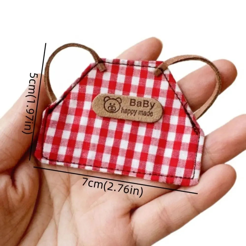 Xadrez listrado boneca denim avental vestir-se diy retro boneca roupas 10cm/15cm artesanal bonecas de pelúcia roupa boneca acessórios