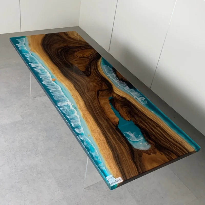 

South American walnut resin solid wood slab square 241*91*4.8