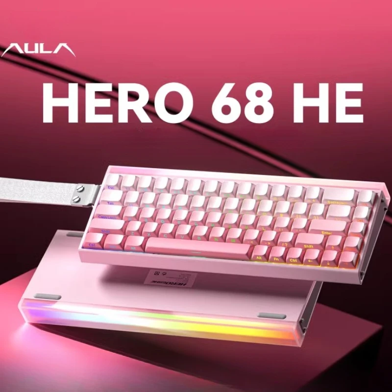 

New AULA HERO 60HE/68HE Magnetic Switch Mechanical Keyboard Wired RGB Customized Hot Swap Gaming Keyboards E-sports Accessories