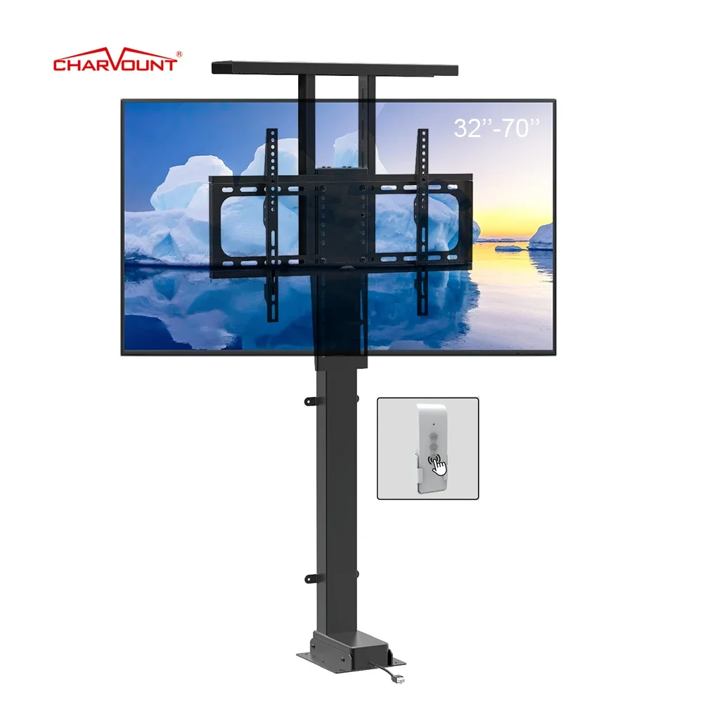 Charmount Hidden Electric TV Stand Bracket Motorized Heavy Duty TV Mount Retractable TV Lift Stand