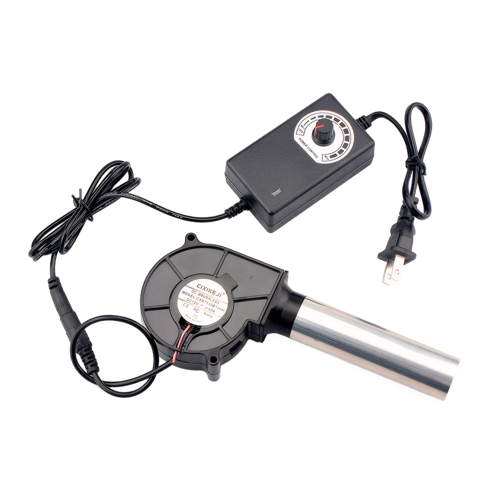 220V BBQ Fan Small Blast Engine with Air Collecting Adjustable Speed Cooking Tool Handheld Barbecue Blower Camping