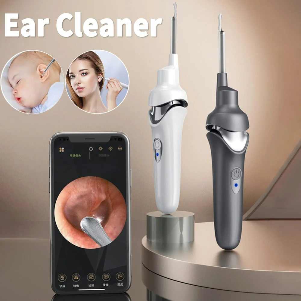 Ear Cleaner With Camera LED Lights Wireless Earwax Remover Tool 5V USB Charging Automatic Ear Cleaning Kit for Ear Health Care