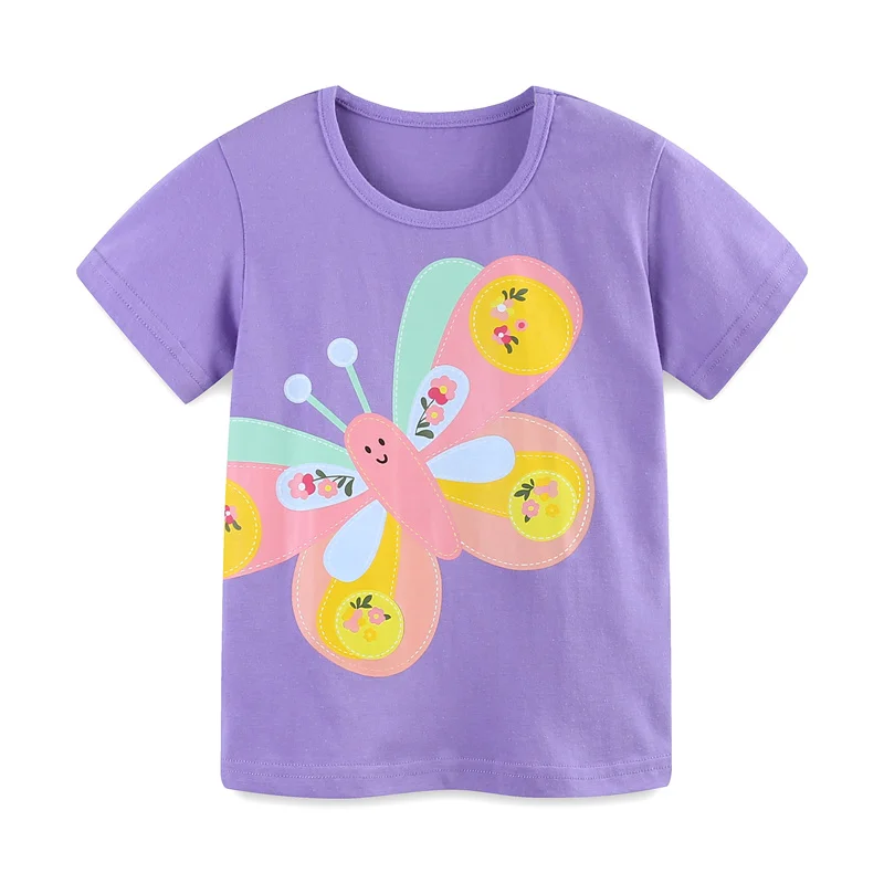 Jumping meters 2-7T Summer Clothes Baby Tees Tops Butterfly Print Shirts Hot Selling Kids T shirts Boys Girls Clothing