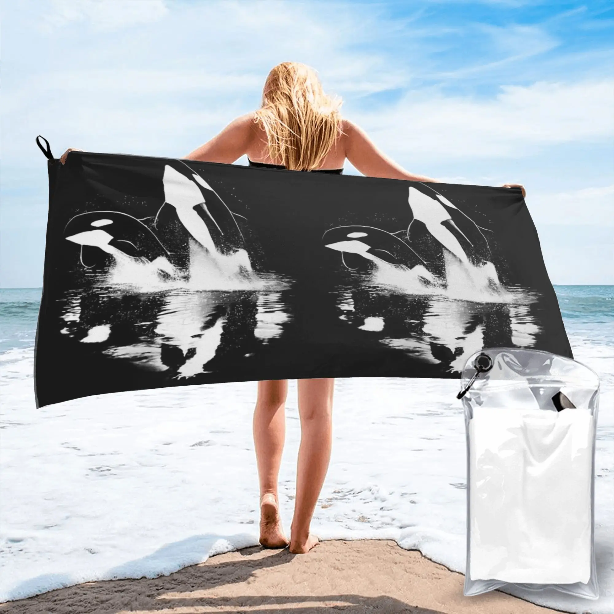 Orca Aquatic Sea Ocean Killer Whale Beach Towel Soft Microfiber Quick Dry Absorbent Quick Towels For Yoga