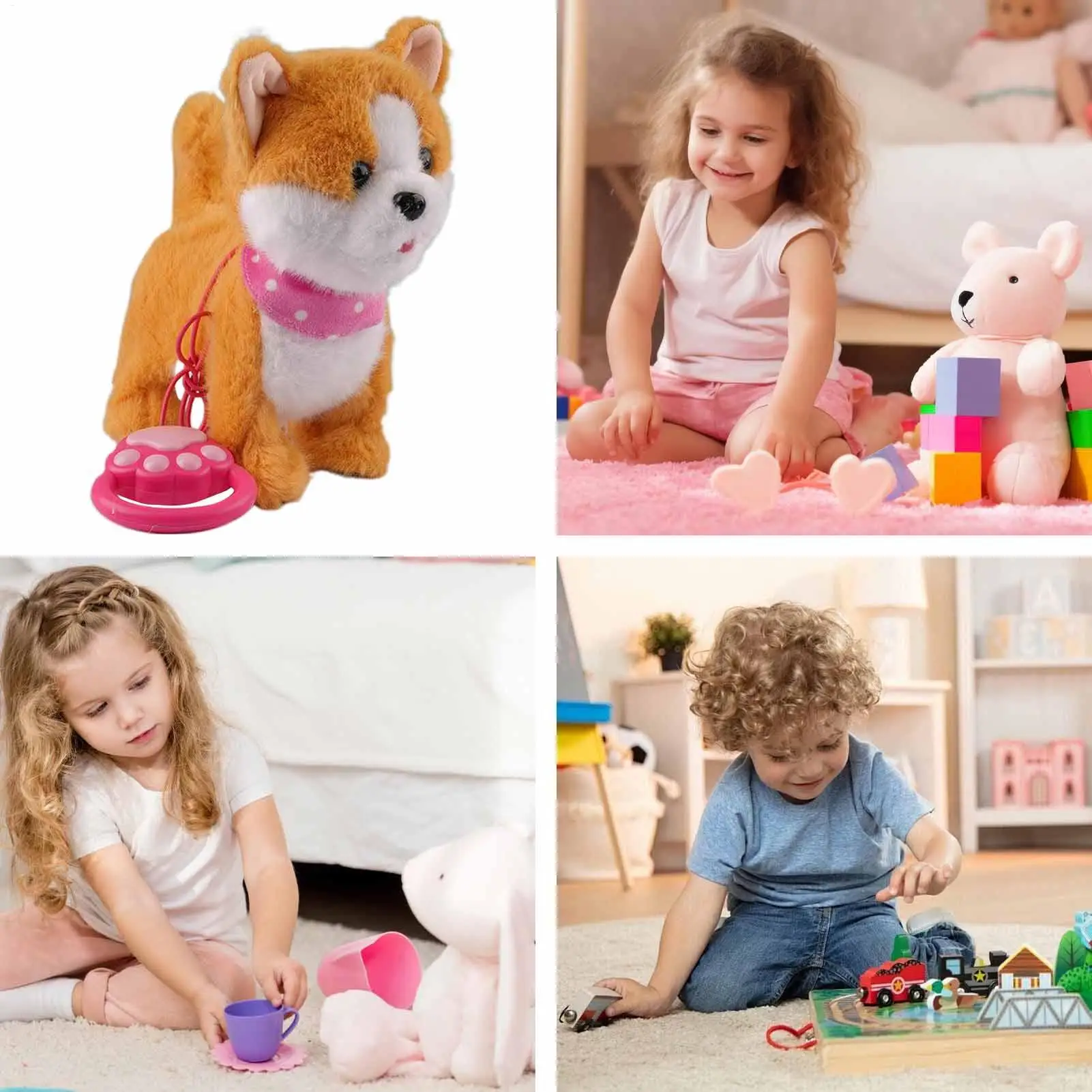 Brinquedo de cachorro robô interativo de pelúcia andando com música cachorro robô que atende como um cachorrinho real para crianças meninos meninas festa de aniversário