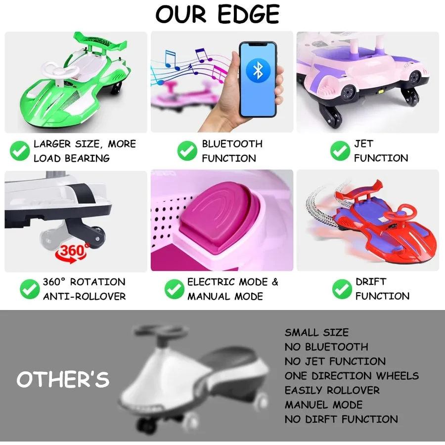 سيارة متذبذبة كهربائية 12 فولت على لعبة سيارة متأرجحة مع دواسة للأعمار من 3 سنوات فما فوق هدايا عيد ميلاد للبنين والبنات مضادة للانقلاب