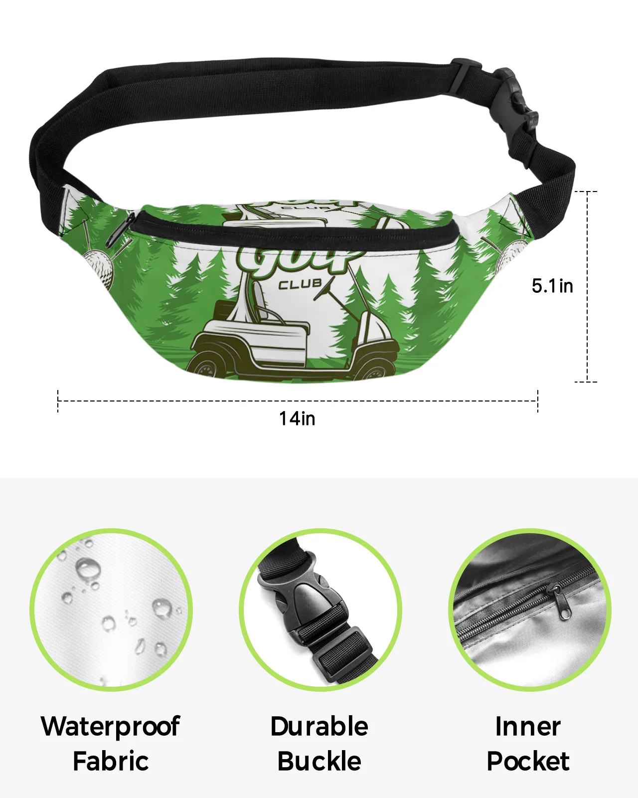 Golf Sports Theme Waist Bags for Women Man Travel Shoulder Crossbody Chest Bags Waterproof Fanny Pack