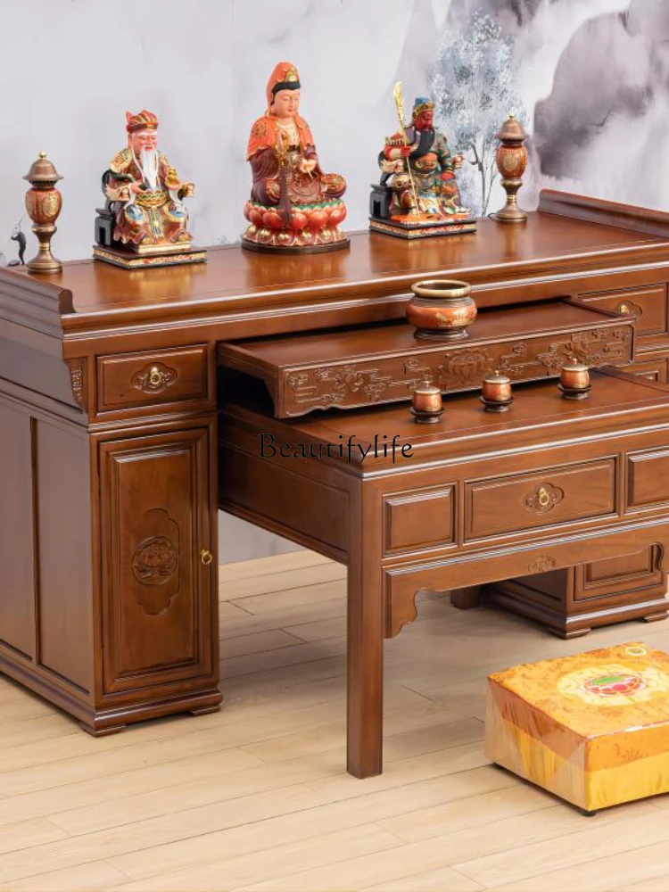 Solid wood new Chinese offering table Fotai God of Wealth Gong Fengtai Buddhist niche Eight Immortals Table