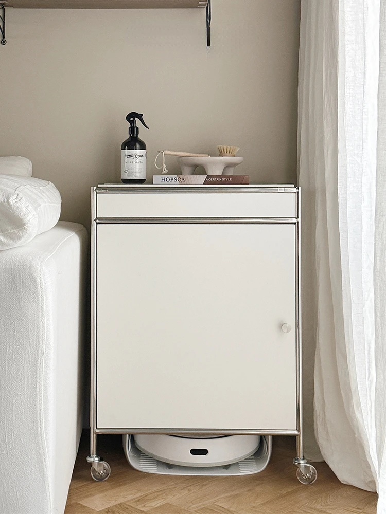 

Cleaning robot storage rack, stainless steel mobile living room, sofa, bedside table, floor storage cabinet, small cart
