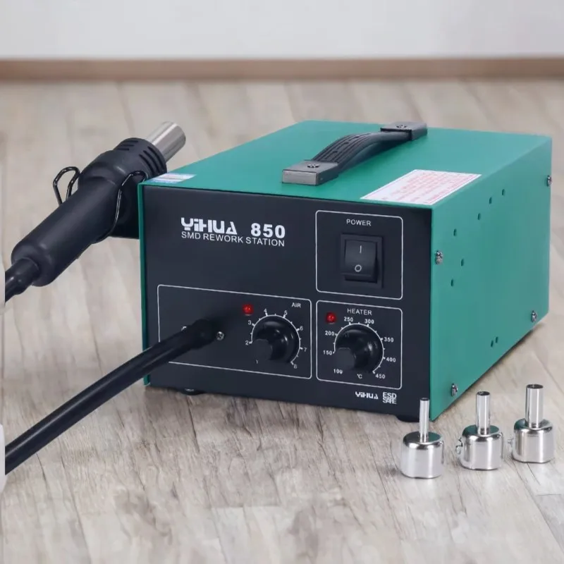 YIHUA 850 3 сопла Бессвинцовая паяльная станция горячего воздуха SMD наладочная станция с тепловой пушкой