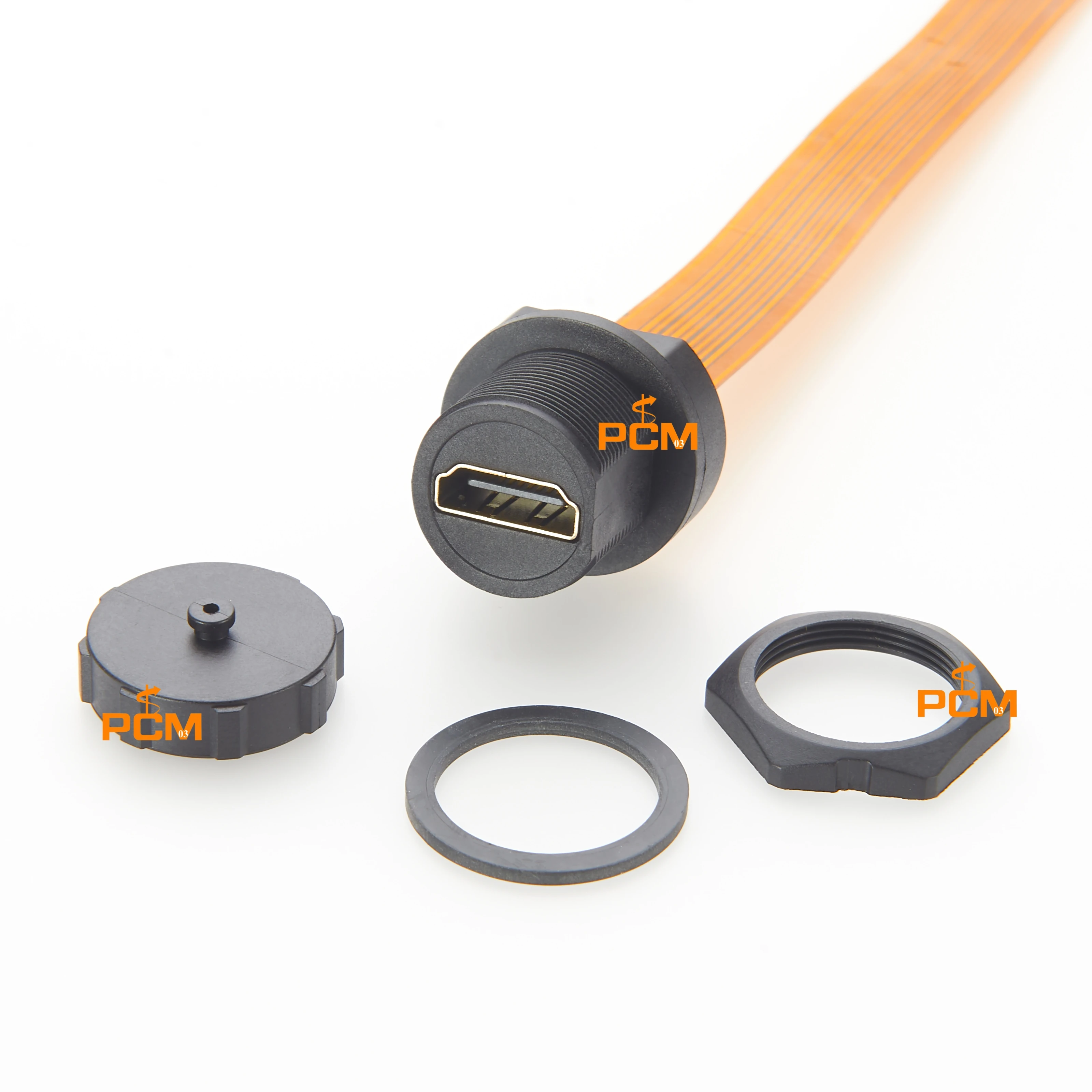 Waterproof Panel Mount 4K 60Hz HDMI Compatible Male to Female Flex Ribbon FPC Cable Flat Extension Cable Audio Video HD port