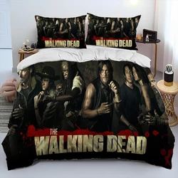 Juego de cama de Horror TV The Walking Dead Lincoln, funda de edredón, funda de almohada, tamaño King y Queen