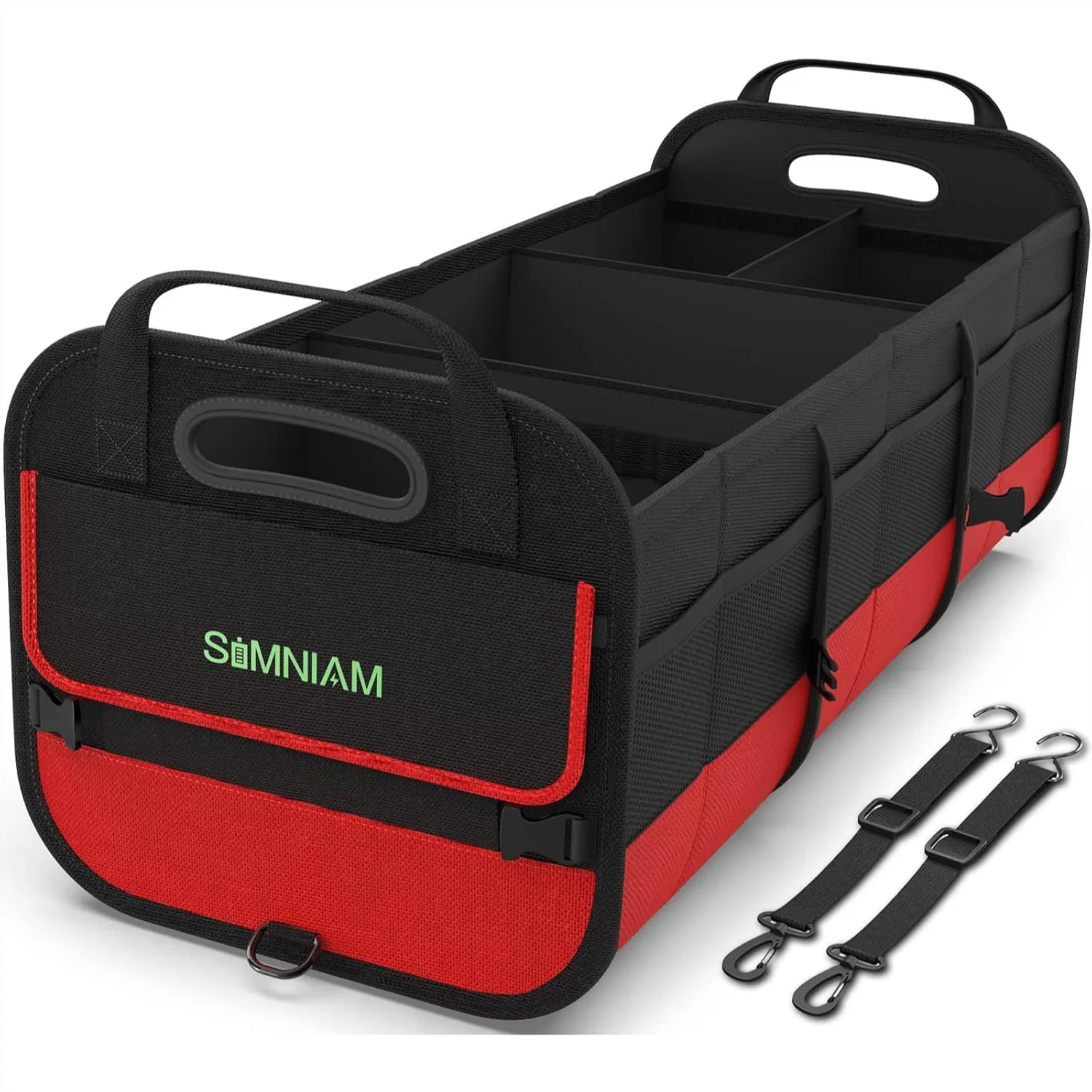 

Large Trunk Organizer for Car, 4 Compartments Foldable with Retractable Straps, SUV Minivan