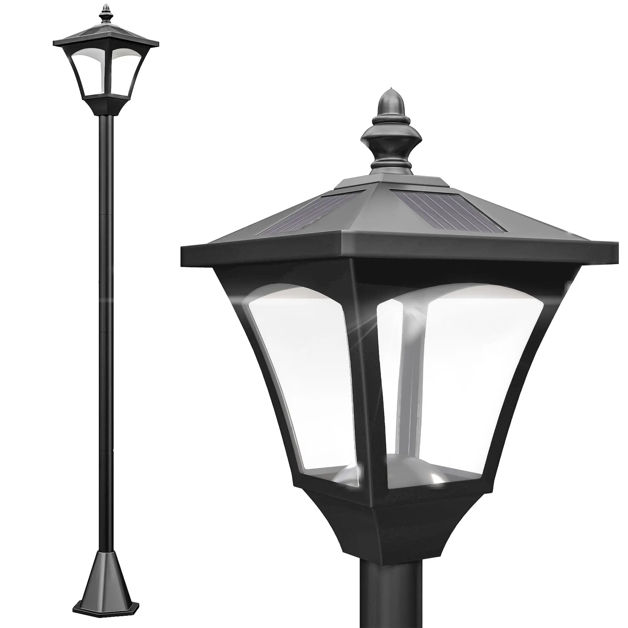 

For Single Solar Lamp Post Garden Solar-Powered LED Streetlight Style Outdoor Light Waterproof 5-6 Hours with Base for Lawn Path