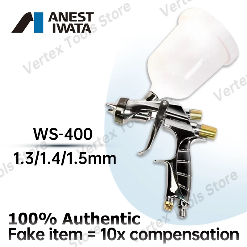 Pistola de Pulverización Iwata WS400 Super Nova Gold con Boquilla de 1.3/1.4/1.5mm, Herramienta Profesional para Pintar Autos, Muebles y Bricolaje, Alta Atomización