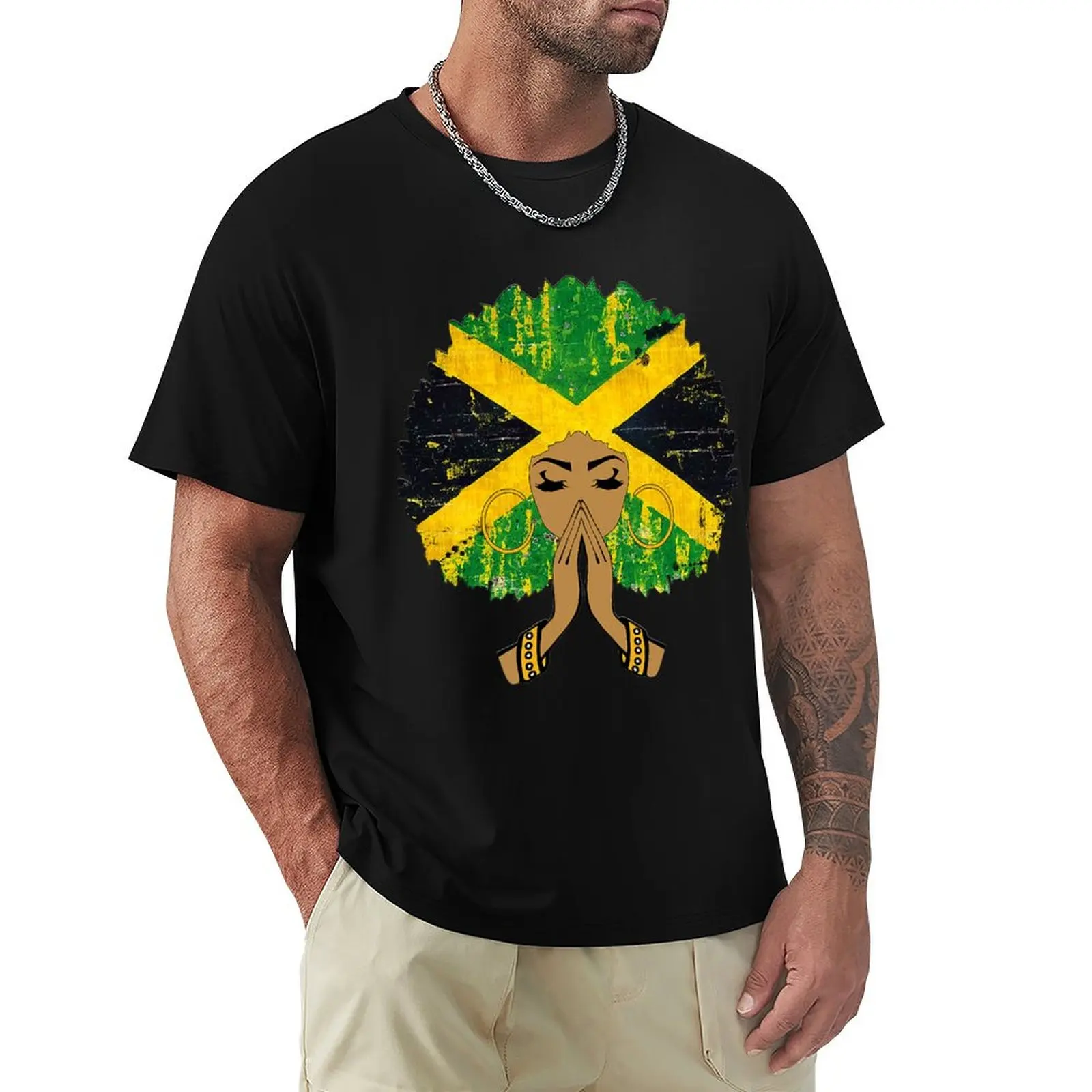 

Jamaican Flag Black Woman Melanin Queen Afro T-Shirt vintage clothes summer clothes croswit shirt man mens designer t shirt