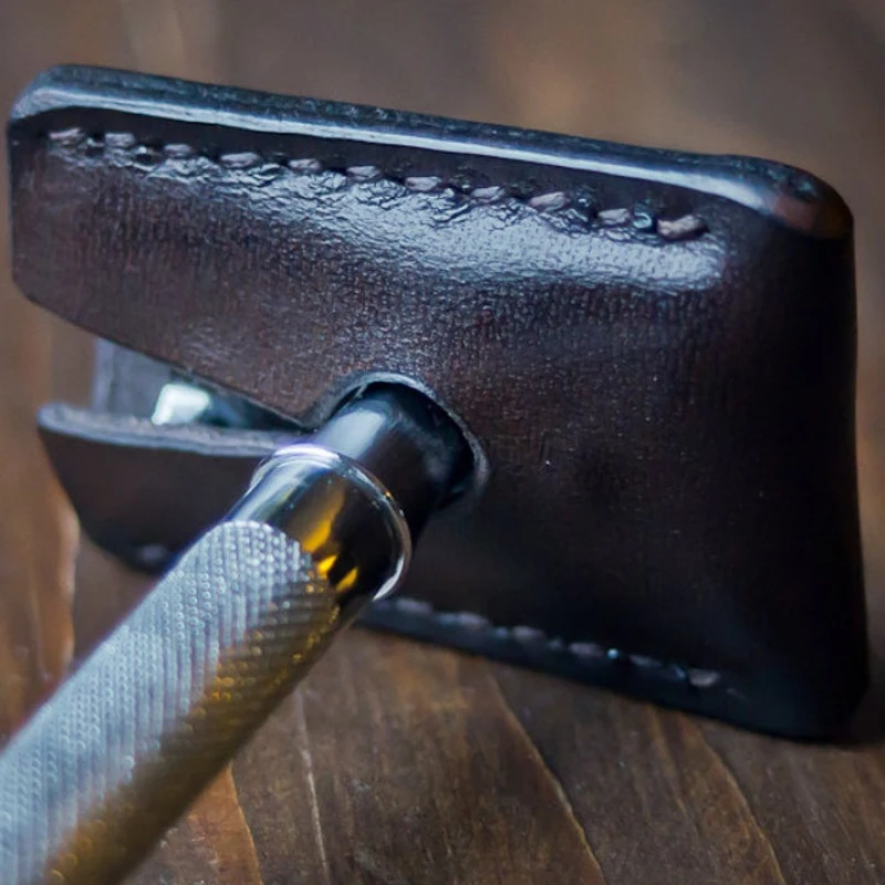 Leather Double Edge Safety Razor Head Protective Sheath, Shaving Travel Cover for Traveling Professional Barbers