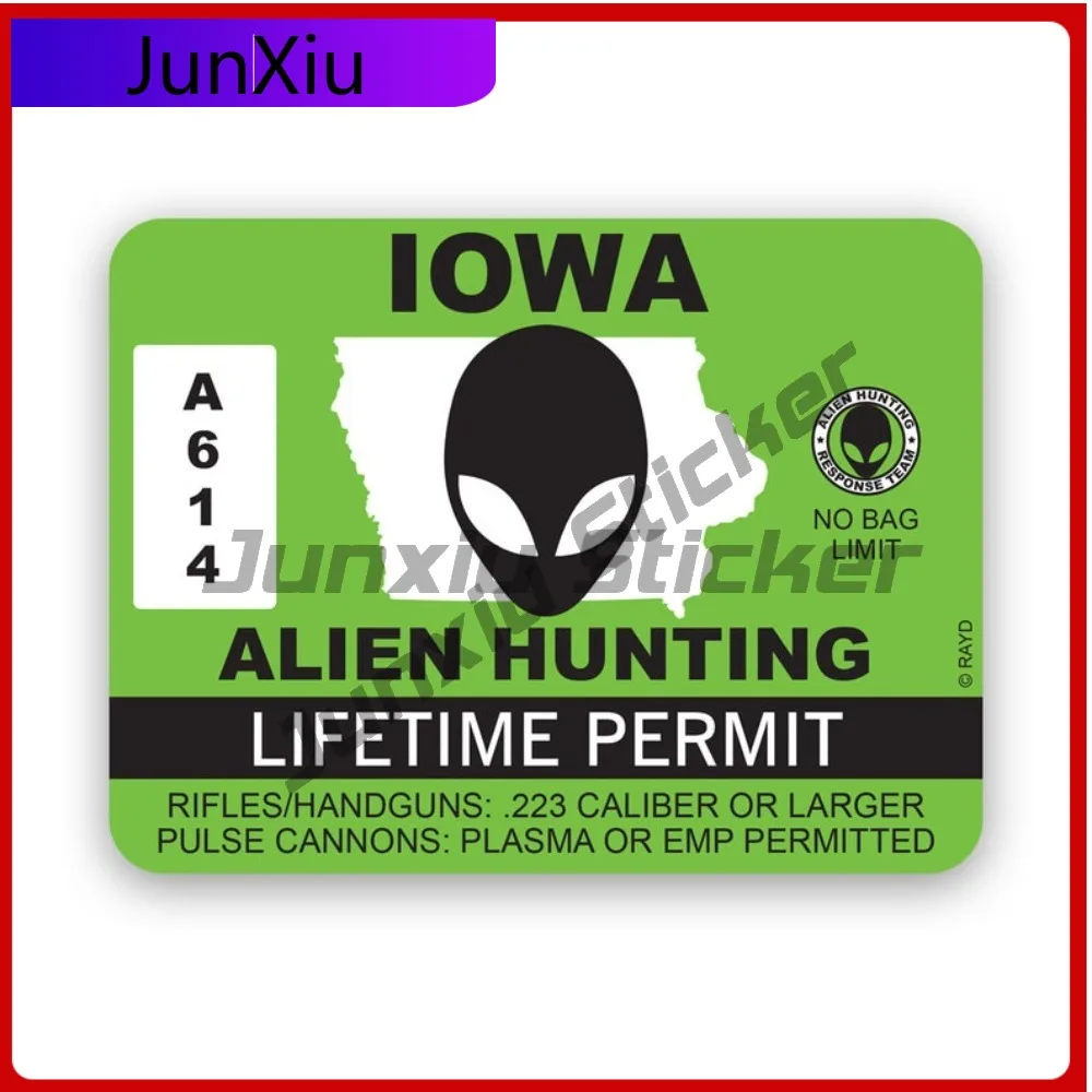 

Iowa Alien Hunting Permit Stickerwaterproof Outdoor Anime Window Waterproof Vinyl Decal For Mobile Phones Creative Decor Sticker