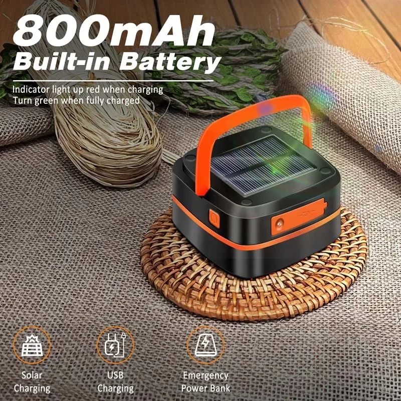 Rechargeable Solar Camping Lantern,Portable Tent Light,Multiple Lighting Modes,Power Bank,Hook,Outdoor Emergency,Hiking,Fishing