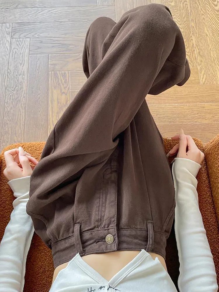 Pantalones vaqueros rectos holgados de moda coreana para mujer, pantalones vaqueros de pierna ancha informales de cintura alta, ropa de calle para primavera y otoño, Vaqueros holgados lisos nuevos